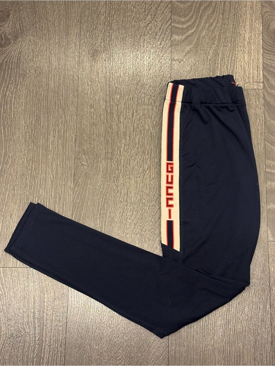 Gucci Pants - Gucci Leggings Pants Navy with Cream and Red Logo Stripe
